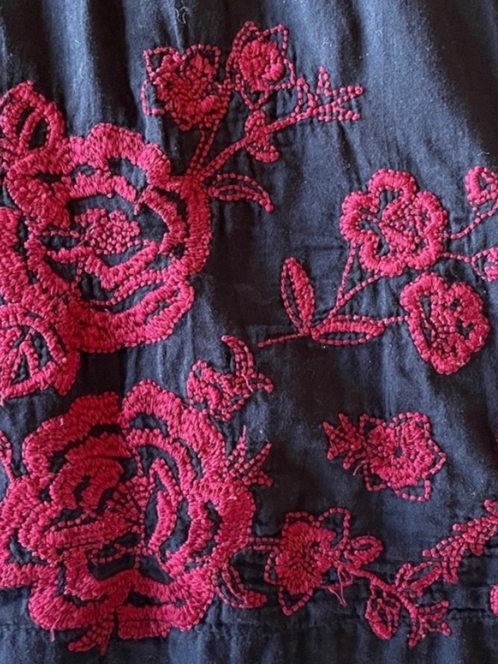 Johnny Was 3J Workshop Embroidered Cotton Peasant Tunic Top Navy Floral Size L - Picture 5 of 10